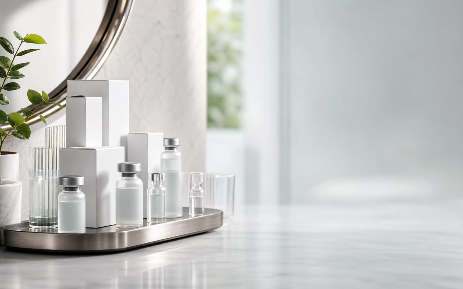 Daily skincare guide visual with clean premium packaging